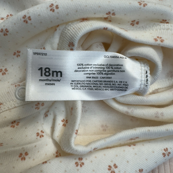 Carter's Bodysuits & Leggings 3 Piece Set Baby Girl 18M Pink Cream - Picture 5 of 8